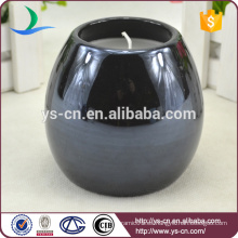 Sujetadores de vela de cerámica esmaltada redonda negra